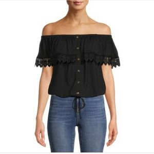 No Boundaries Juniors' Strapless Ruffle Top